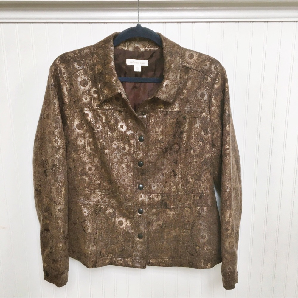 Coldwater Creek Brown & Gold Metallic Jacket 14P